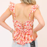 Baylin Floral Peplum Top, Pink Multi Floral