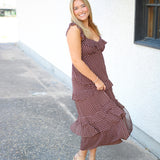 Cassandra Tiered Dress, Brown Cream