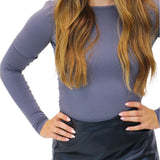 Low Back Seamless Long Sleeve, Dark Grey