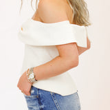 Telayna Off Shoulder Bow Top, Off White