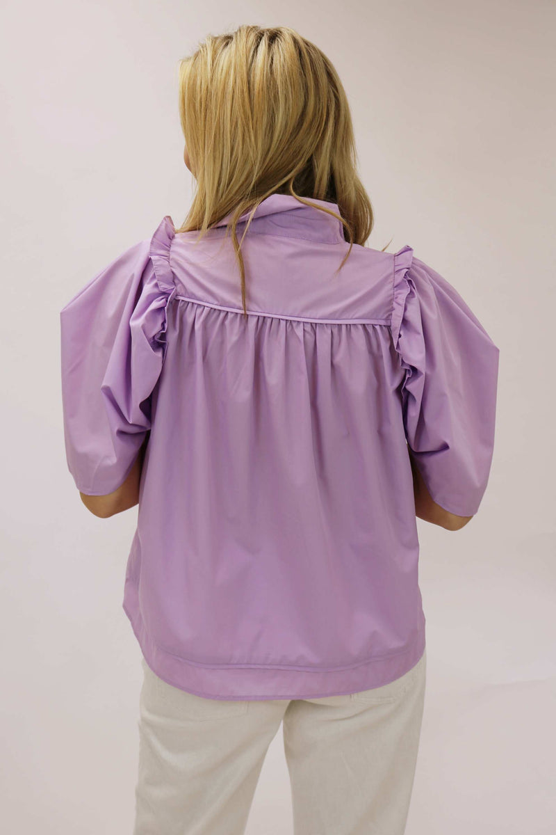 One For The Books Collared Top, Lavender