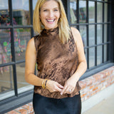 Cowl Neck Bias Top, Bronze Shimmer