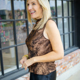 Cowl Neck Bias Top, Bronze Shimmer