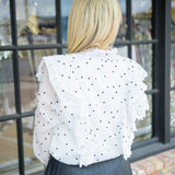 Hearts Aflutter Ruffle Blouse, White