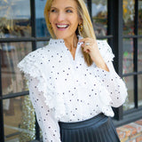 Hearts Aflutter Ruffle Blouse, White