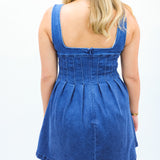 Varsity Denim Dress, Dark Denim