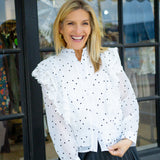 Hearts Aflutter Ruffle Blouse, White