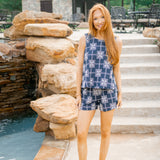 Picking Flowers Embroidered Top, Navy