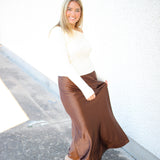 Barbara Satin Skirt, Bronze