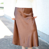 Barbara Satin Skirt, Bronze