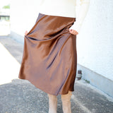 Barbara Satin Skirt, Bronze