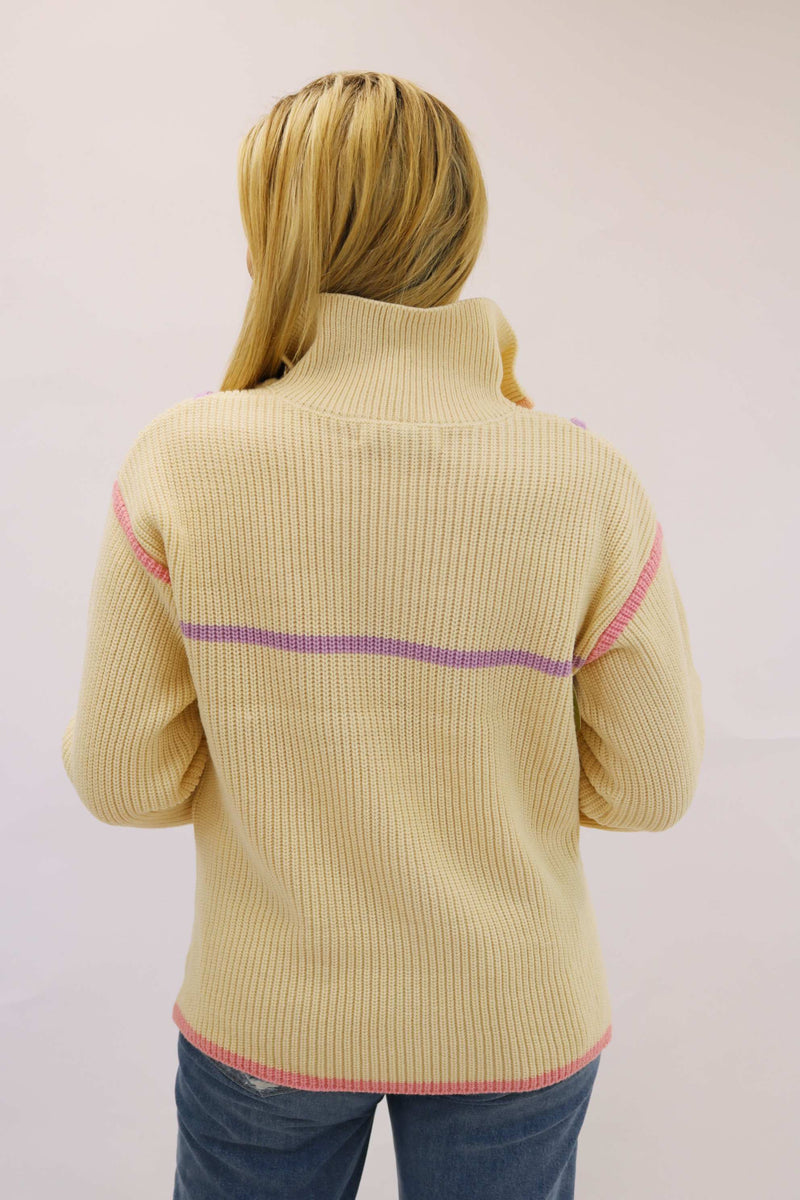 Touch of Spice Piped Quarter Zip Sweater
