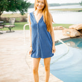 Solace Jersey Denim Mini Dress, Indigo