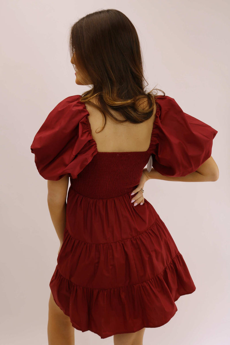 In The Vineyard Smocked Dress, Maroon