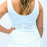 Kensley Eyelet Tie-Front Top, White