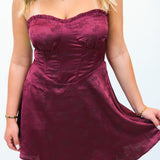 Passing Play Satin Mini Dress, Maroon