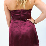 Passing Play Satin Mini Dress, Maroon