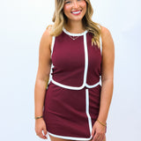 Game Time Glam Top, Maroon