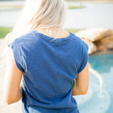 Camino Cotton Jersey Denim Top, Indigo
