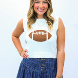 Football Vibes Only Sweater Tank, Ivory