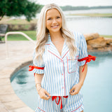 American Dream PJ Set, Light Blue/Red
