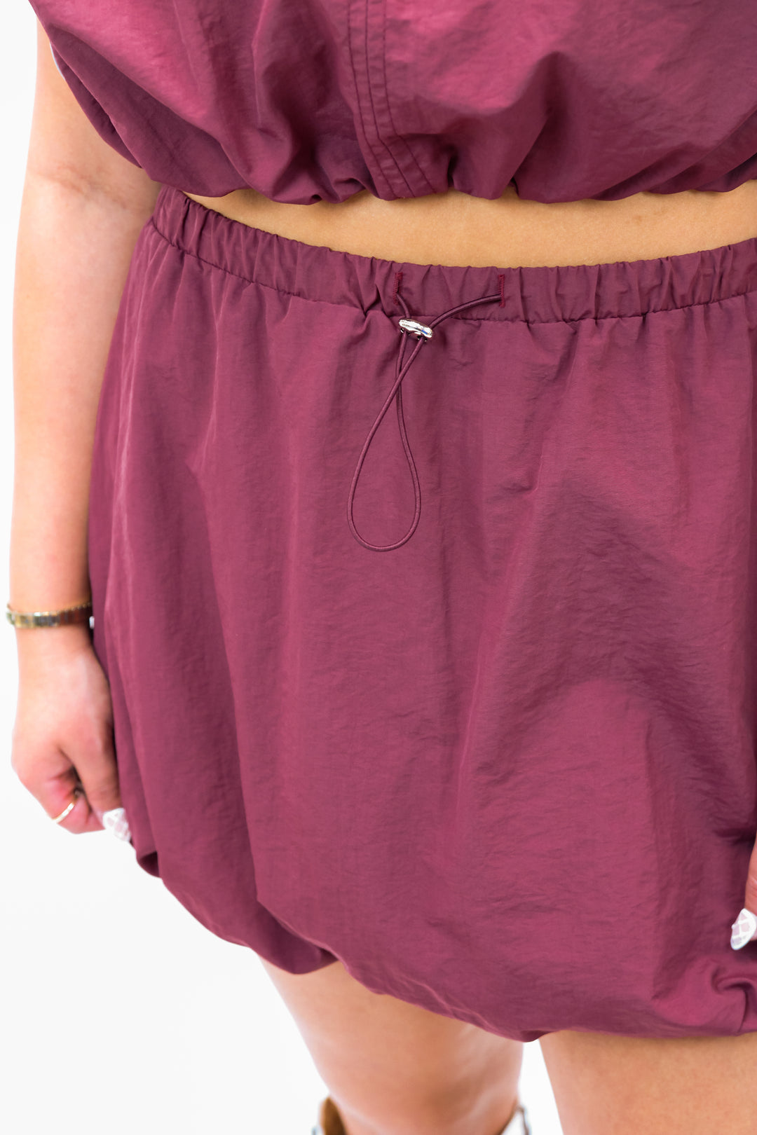 Made For You Crop Bubble Set, Maroon