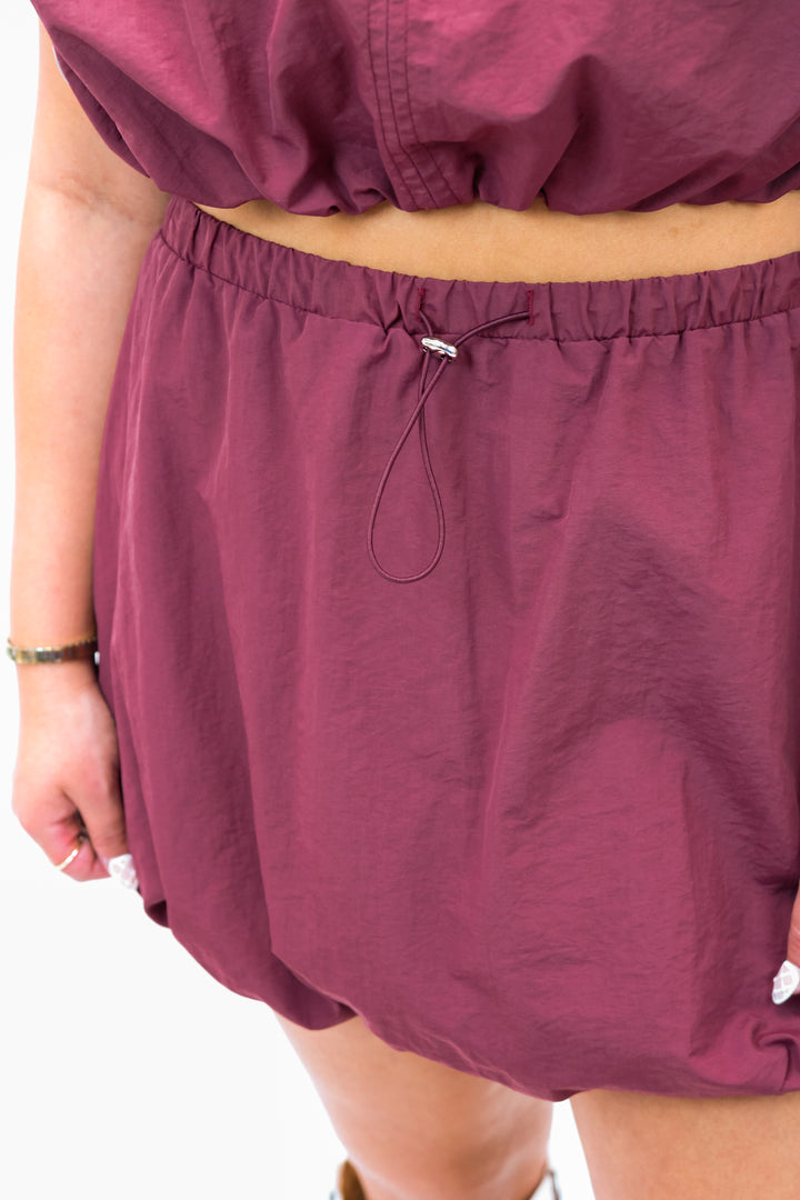 Made For You Crop Bubble Set, Maroon