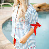 American Dream PJ Set, Light Blue/Red