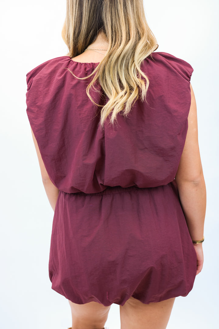 Made For You Crop Bubble Set, Maroon