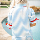 American Dream PJ Set, Light Blue/Red