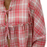 Find Me Countryside Plaid Front Tie Top
