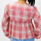 Find Me Countryside Plaid Front Tie Top