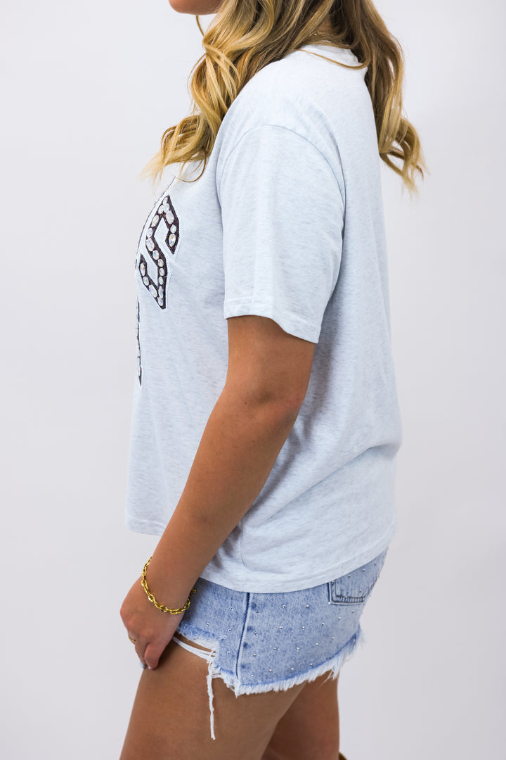 Texas A&M Multi Jewel Letter Tee, Grey