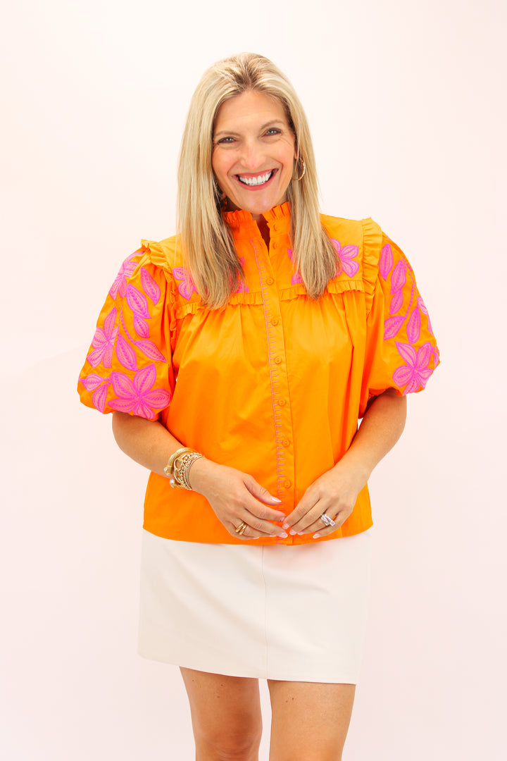 Citrus Bloom Top, Orange