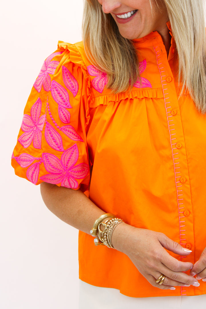 Citrus Bloom Top, Orange