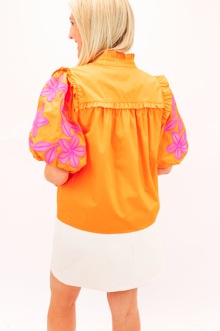 Citrus Bloom Top, Orange