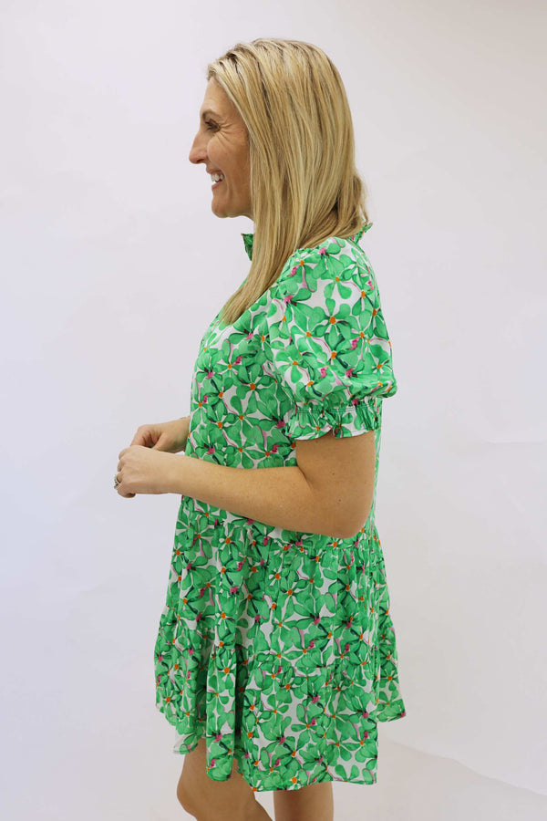 If You Dare Floral Button Down Dress, Green