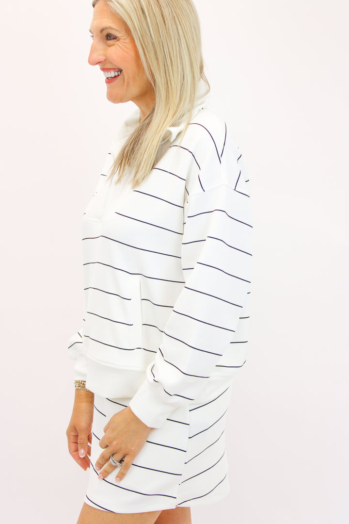 Easy Like Sunday Morning Striped Half Zip