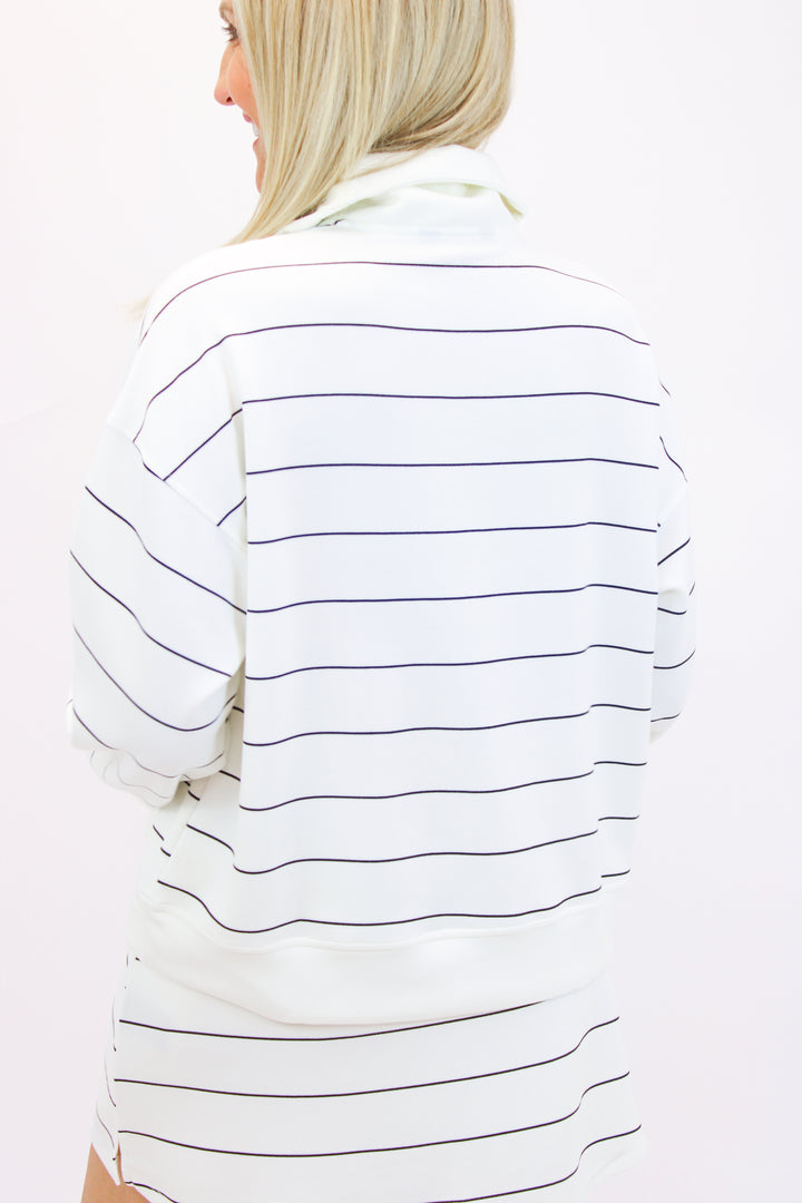 Easy Like Sunday Morning Striped Half Zip