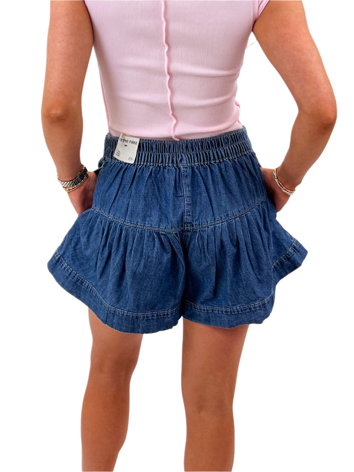 Fleur Denim Shorts, True Blue