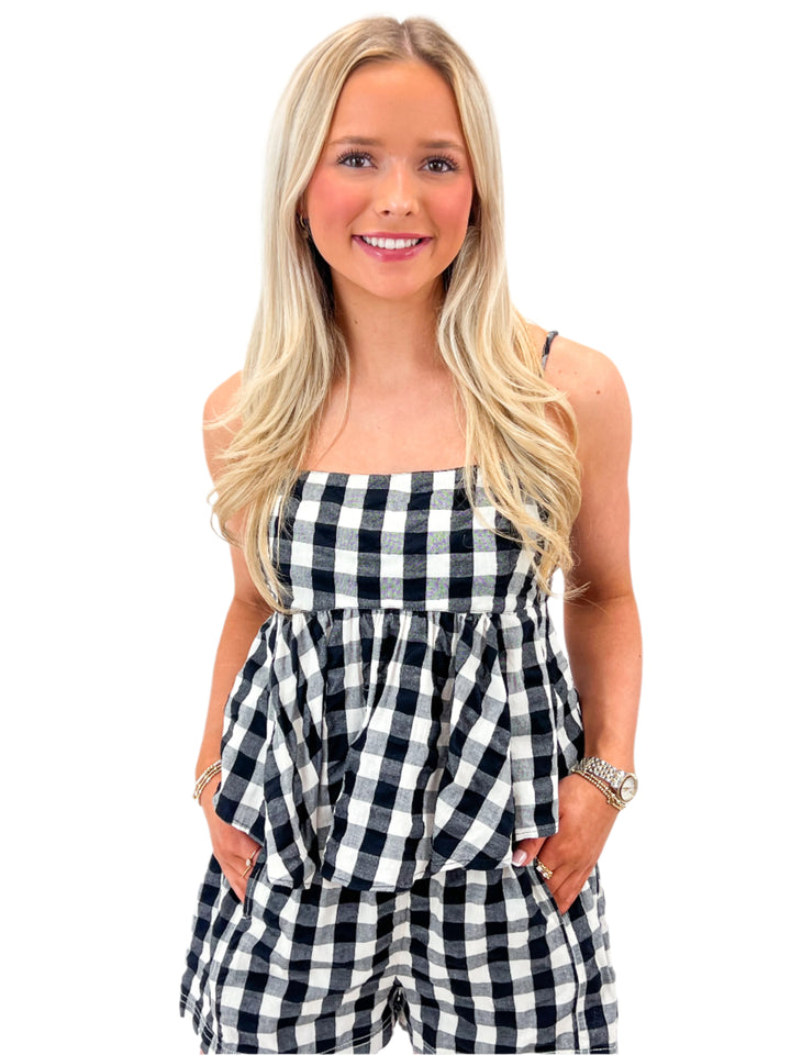 Mia Plaid Tank, Black Combo