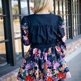 Secret Garden Mini Dress, Black/Floral