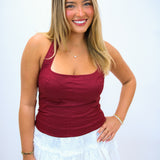 Sweet Victory Halter Top, Maroon/White