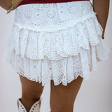 Shailo Eyelet Lace Mini Skirt, Optic White