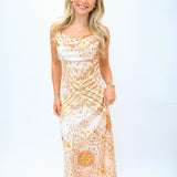 Eden Cowl Neck Dress, Multi