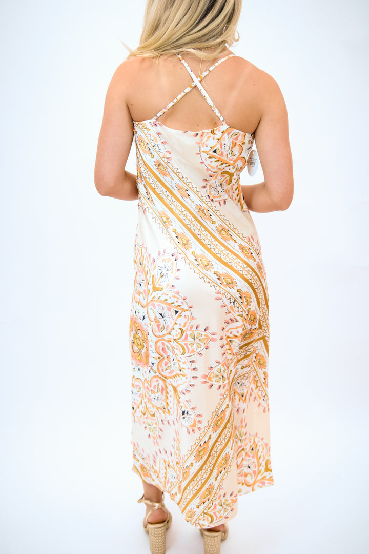 Eden Cowl Neck Dress, Multi