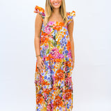 Sundown & Sangria Ruffle Maxi Dress, Fall Fiesta
