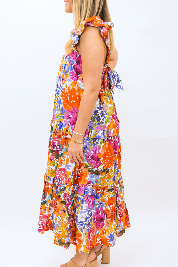 Sundown & Sangria Ruffle Maxi Dress, Fall Fiesta