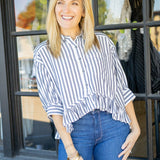 Bailey Stripe Shirt, Nautical Navy Combo