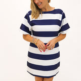 Bold Ambitions Striped Dress, Navy
